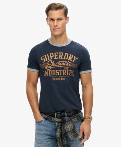 Men's Ringer Workwear Graphic T-Shirt Navy / Eclipse Navy/Athletic Grey Marl - Size: L - Superdry - Modalova