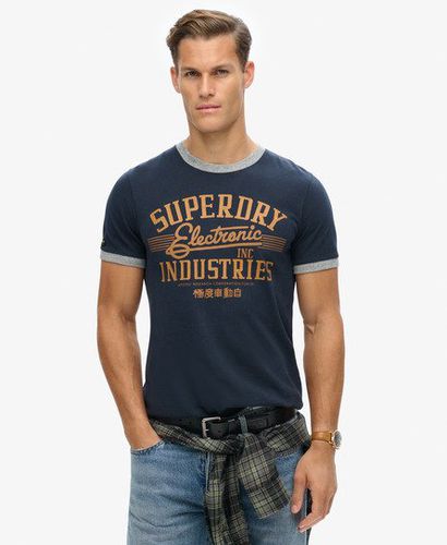 Men's Ringer Workwear Graphic T-Shirt Navy / Eclipse Navy/Athletic Grey Marl - Size: S - Superdry - Modalova