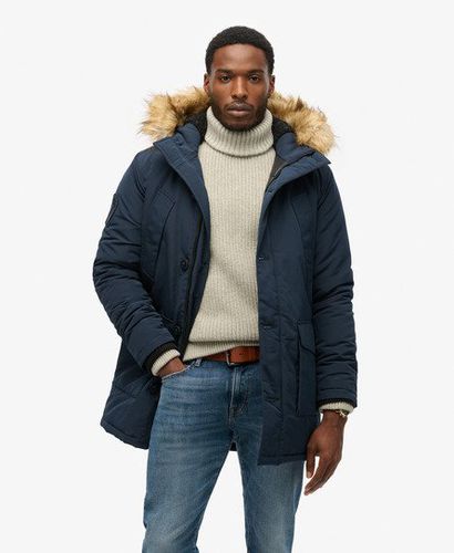 Men's Hooded Everest Faux Fur Parka Navy / Nordic Chrome Navy - Size: XS - Superdry - Modalova