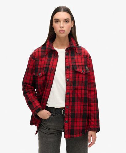 Women's Borg Flannel Check Overshirt Red / Red Check - Size: 10 - Superdry - Modalova