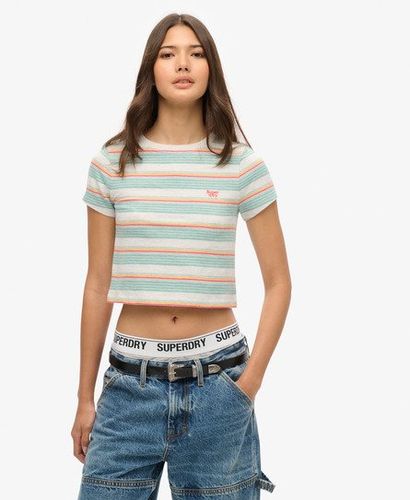 Women's Vintage Stripe Crop T-Shirt Red / Summer Red Stripe - Size: 8 - Superdry - Modalova