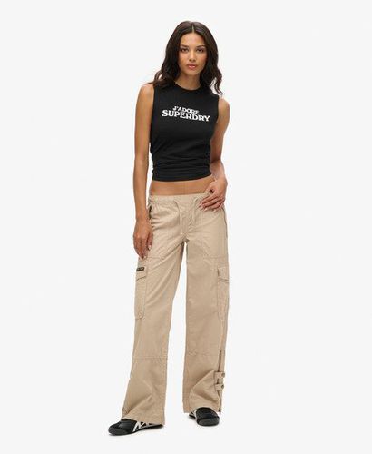 Women's Low Rise Wide Leg Cargo Pants Cream / Stone Wash - Size: 28 - Superdry - Modalova