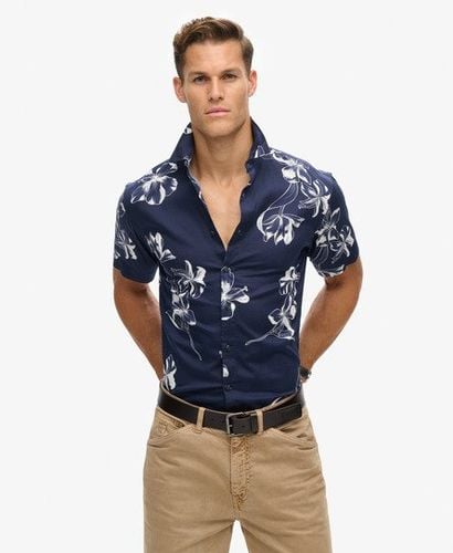 Men's Short Sleeve Hawaiian Shirt Navy / Mono Hibiscus Navy - Size: S - Superdry - Modalova