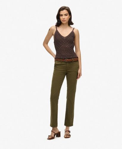 Women's Mid Rise Chino Trousers Green / Dark Olive - Size: 26/32 - Superdry - Modalova