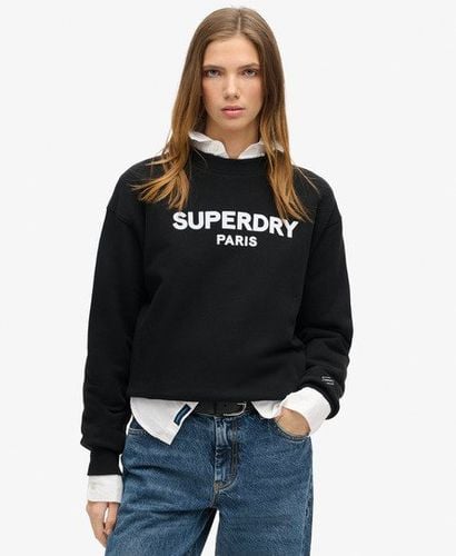 Women's Sport Luxe Loose Crew Sweatshirt Black - Size: 6 - Superdry - Modalova