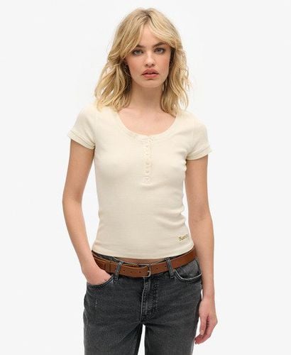 Women's Essential Button Down Short Sleeve Top Cream / Turtledove Cream - Size: 12 - Superdry - Modalova