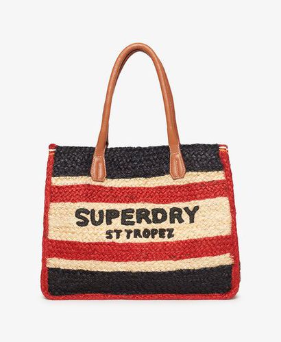 Women's Raffia Luxe Tote Bag Navy / Eclipse Navy/Red/Ecru - Size: 1SIZE - Superdry - Modalova