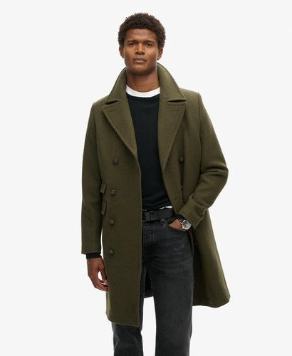 Men's The Merchant Store - Wool Long Coat Green / Olive Night Green - Size: XL - Superdry - Modalova