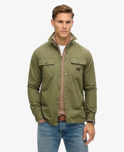 Men's Organic Cotton Canvas Workwear Overshirt Green / Chive Green - Size: M - Superdry - Modalova