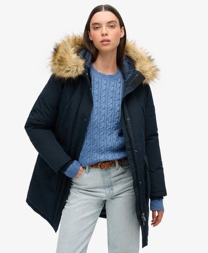 Women's Everest Faux Fur Parka Coat Navy / Nordic Chrome Navy - Size: 10 - Superdry - Modalova