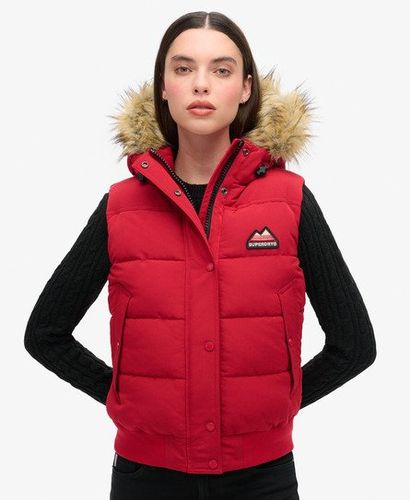 Women's Everest Faux Fur Gilet Red / Barndoor Red - Size: 16 - Superdry - Modalova