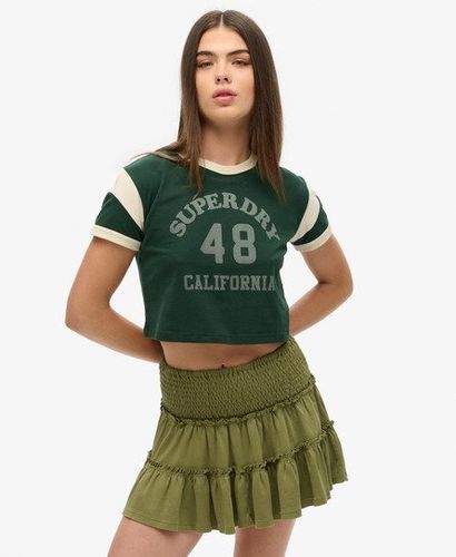 Women's Tiered Jersey Mini Skirt Khaki / Olive Khaki - Size: 10 - Superdry - Modalova