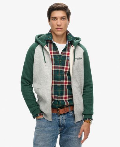 Men's Essential Baseball Zip Hoodie Green / Athletic Grey Marl/Campus Green Marl - Size: M - Superdry - Modalova