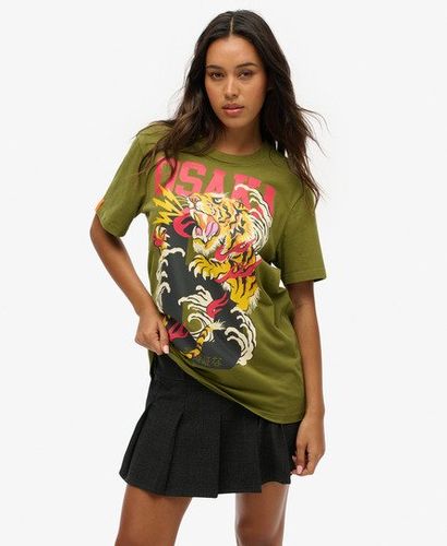 Women's Osaka 6 Narrative T-Shirt Khaki / Khaki Olive - Size: XL - Superdry - Modalova