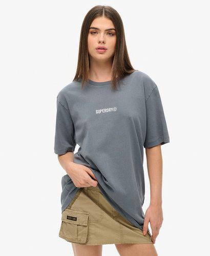 Women's Oversized Micro Logo Graphic T-Shirt Blue / Stormy Weather Blue - Size: L - Superdry - Modalova