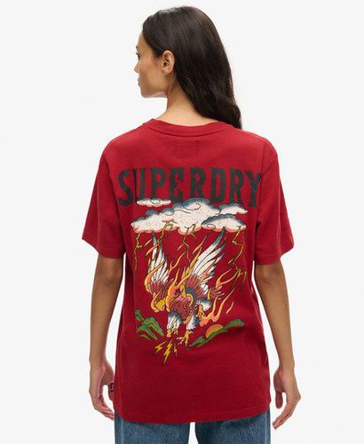 Women's Oversized Tattoo Graphic T-Shirt Red / Winery Red - Size: XL - Superdry - Modalova