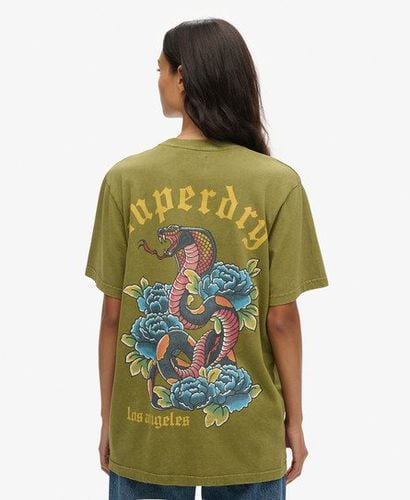 Women's Oversized Tattoo Graphic T-Shirt Khaki / Khaki Olive - Size: XL - Superdry - Modalova