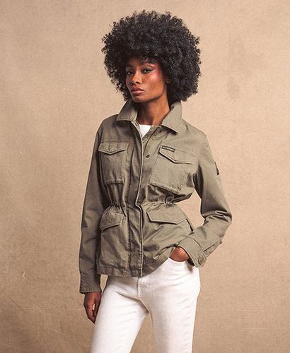 Women's Embroidered M65 Military Jacket Khaki / Moss Khaki - Size: 10 - Superdry - Modalova