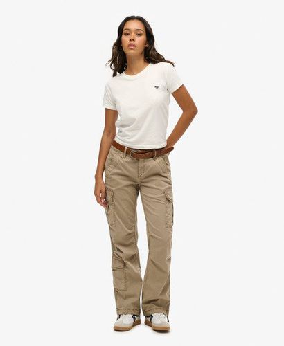 Ladies Loose Fit Low Rise Straight Cargo Pants, Beige, Size: 28 - Superdry - Modalova