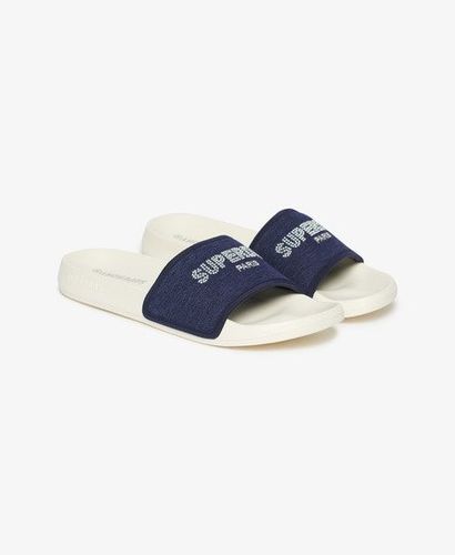 Women's Rhinestone Luxe Pool Sliders White / Off White - Size: 5-6 - Superdry - Modalova