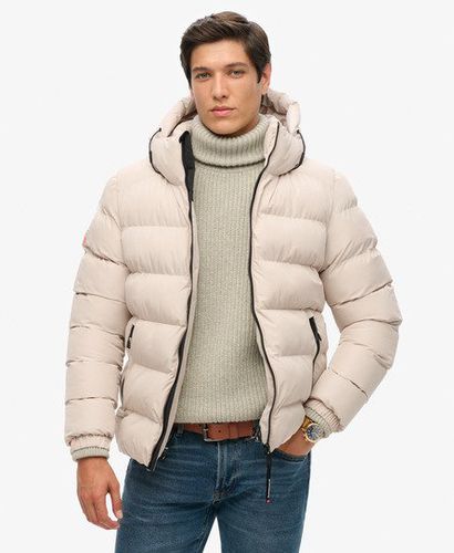 Men's Hooded Sports Puffer Jacket Beige / Chateau Gray - Size: L - Superdry - Modalova