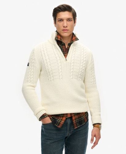 Men's Vintage Jacob Cable Knit Half Zip Jumper White / Winter White - Size: Xxxl - Superdry - Modalova