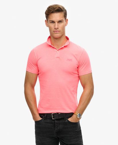 Men's Essential Logo Neon Jersey Polo Shirt Cream / Fiery Coral - Size: M - Superdry - Modalova