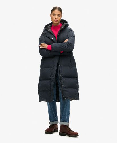 Women's Hooded Longline Puffer Coat Navy / Eclipse Navy - Size: 14 - Superdry - Modalova