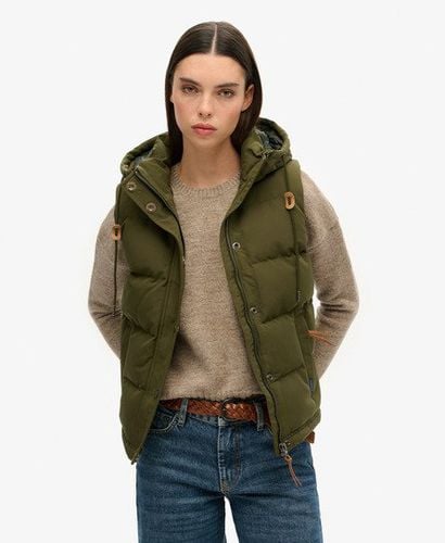 Women's Everest Hooded Puffer Gilet Green / Surplus Goods Olive - Size: 12 - Superdry - Modalova