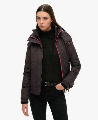 Women's Pop Zip Hooded Arctic SD-Windcheater Jacket Dark Grey / Dark Charcoal/pale Fluro Pink - Size: 10 - Superdry - Modalova