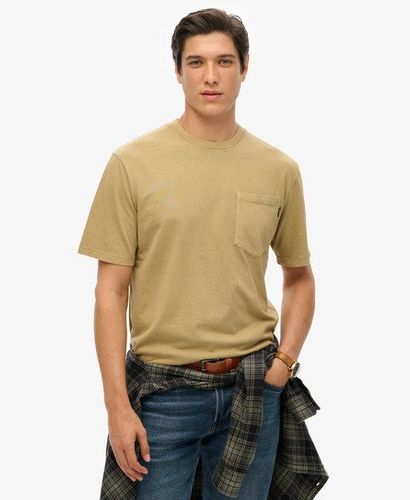 Men's Contrast Stitch Pocket T-Shirt Tan / Washed Cappuccino - Size: S - Superdry - Modalova