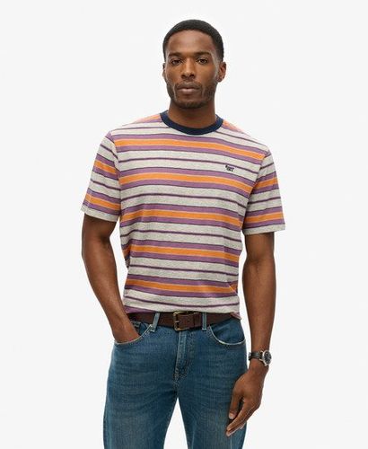 Men's Relaxed Stripe T-Shirt Grey / Grey Marl Stripe - Size: L - Superdry - Modalova