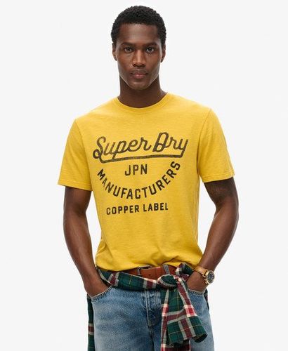 Men's Copper Label Script T-shirt Yellow / Pigment Yellow Slub - Size: L - Superdry - Modalova