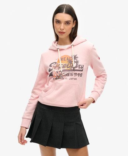 Women's LA Graphic Hoodie Pink / Somon Pink Marl - Size: 12 - Superdry - Modalova