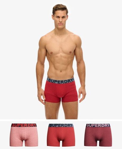 Men's Organic Cotton Boxer Triple Pack Red / Berry Red Marl/hike Red Marl/mid Red Grit - Size: S - Superdry - Modalova