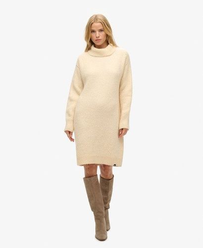 Women's Knitted Roll Neck Jumper Dress Beige / Brazilian Sand Beige - Size: 14 - Superdry - Modalova