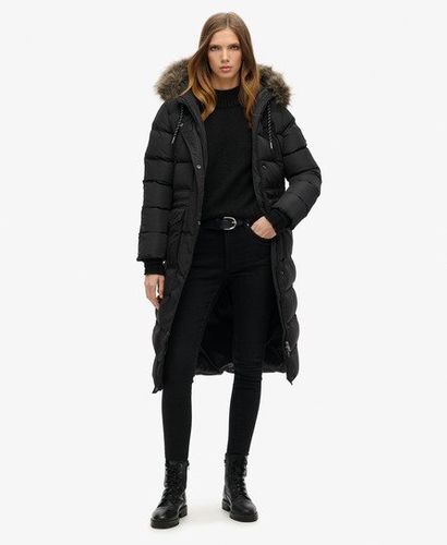 Women's Everest Faux Fur Longline Coat Black - Size: 12 - Superdry - Modalova