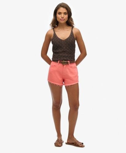 Women's Classic High Rise Denim Shorts, Cream, Size: 26 Coral / Sunset Coral - Superdry - Modalova