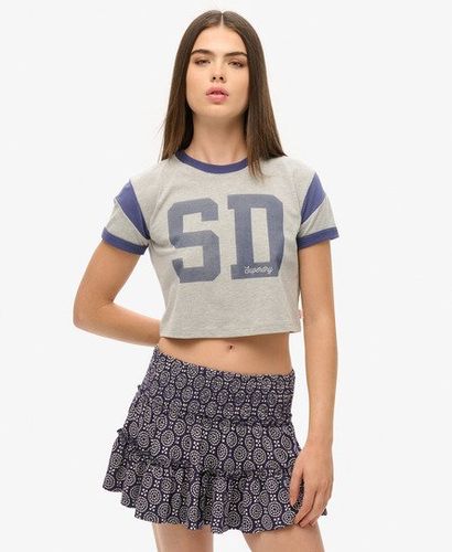 Women's Tiered Jersey Mini Skirt Navy / Navy Dot Floral Print - Size: 10 - Superdry - Modalova