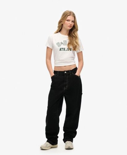 Women's Ladies Classic Contrast Carpenter Wide Leg Pants, Organic - Black, Size: 30/30 - Superdry - Modalova