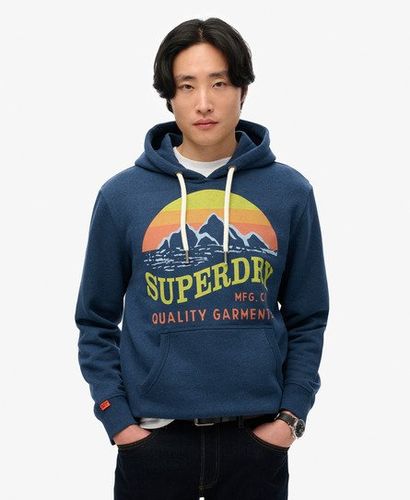 Men's Core Logo Great Outdoors Relaxed Hoodie Blue / Deep Indigo Grit - Size: XL - Superdry - Modalova