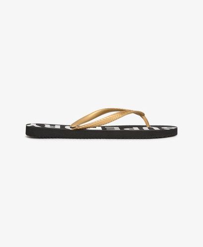 Women's Code Essential Flip Flops Black / Black/Metallic Gold - Size: S - Superdry - Modalova