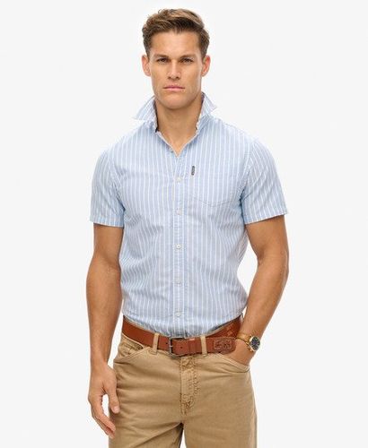 Men's Oxford Short Sleeve Shirt Blue / Broker Blue Stripe - Size: M - Superdry - Modalova
