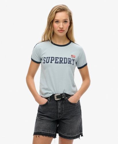 Women's Athletic Essential Stripe T-Shirt Blue / Blue Fog - Size: 10 - Superdry - Modalova