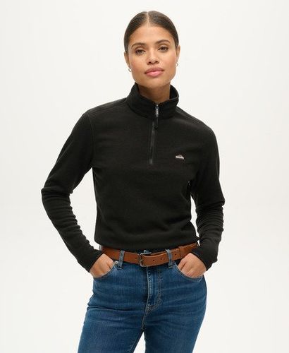 Women's Polar Fleece Cropped Half Zip Black - Size: 16 - Superdry - Modalova