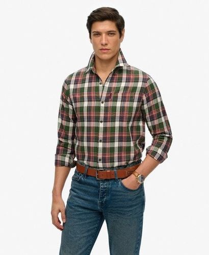 Men's Organic Cotton Vintage Check Shirt Green / Upstate Check Green - Size: L - Superdry - Modalova