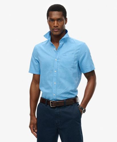 Men's Cotton Linen Short Sleeve Shirt Blue / Barrier Blue - Size: XL - Superdry - Modalova