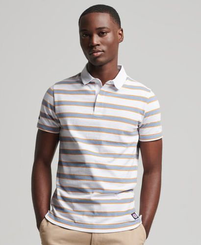 Men's Organic Cotton Academy Stripe Polo Shirt / Optic Multi - Size: S - Superdry - Modalova