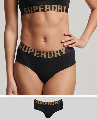 Women's Organic Cotton Large Logo Hipster Briefs / /gold - Size: 6 - Superdry - Modalova
