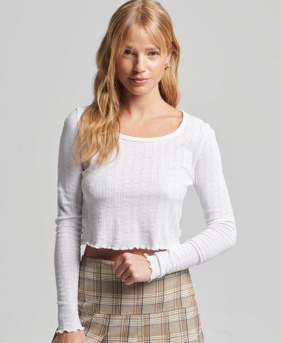 Women's Organic Cotton Vintage Pointelle Crop Top White / Optic - Size: 14 - Superdry - Modalova